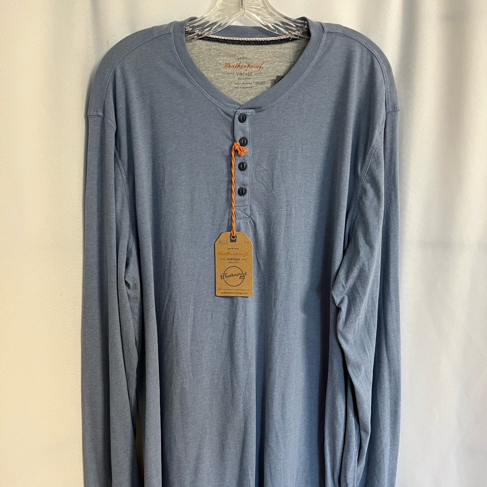 Weatherproof Vintage XXL Men's Long Sleeve Jersey T-Shirt - Blue
